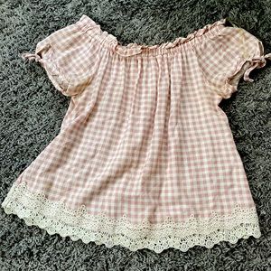 Gingham Off the Shoulder Blouse